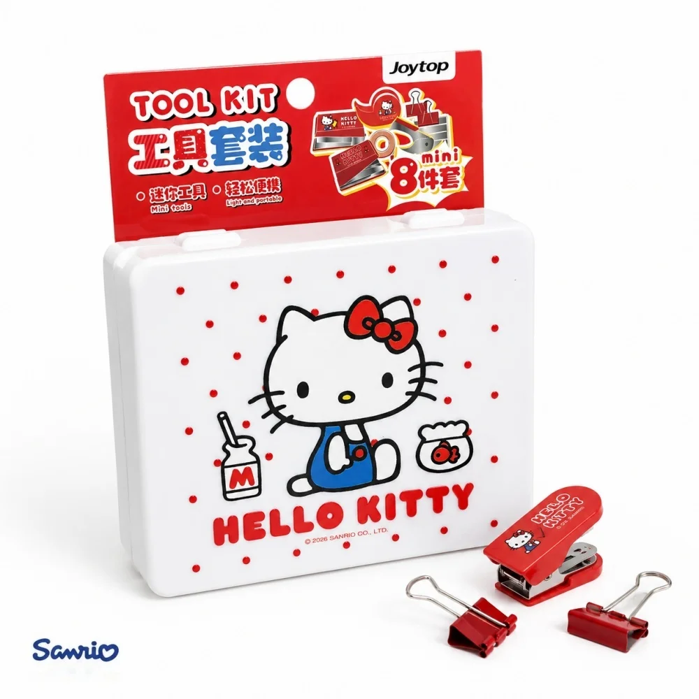 Genuine Hello Kitty Sanrio Stationery Tool Kit Compact Storage Case Stapler Tape Clips Staple Puller Scrapbook Teens Gifts view 5