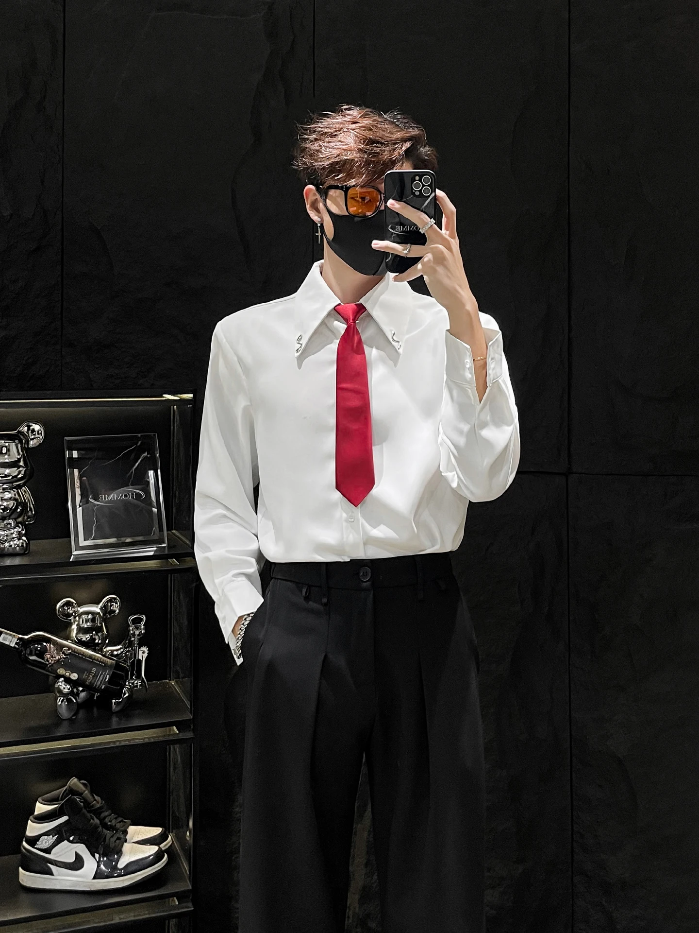 

HOMME мужские повседневные длинные подушечки све irt из полиэфирного волокна свободного покроя классический Sle однотонный пуговицы