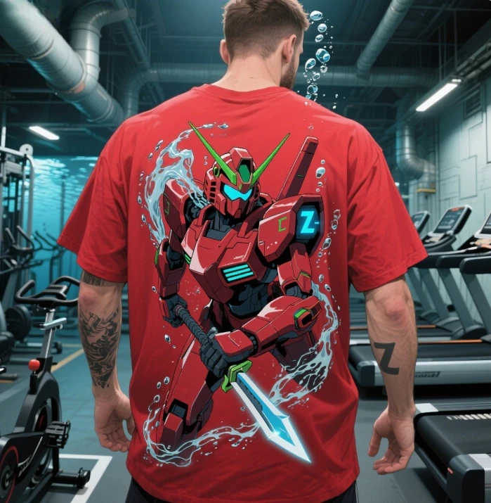 Las camisetas de manga corta con cuello redondo de algodón puro de verano para hombres y mujeres son del famoso anime "Mobile Suit Gundam Z Gundam".