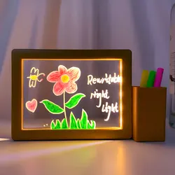 Rewritable Message Board Night Lights USB Transparent Acrylic Reminder Board Table Lamps Cute Room Decor Desktop Ornament Gifts