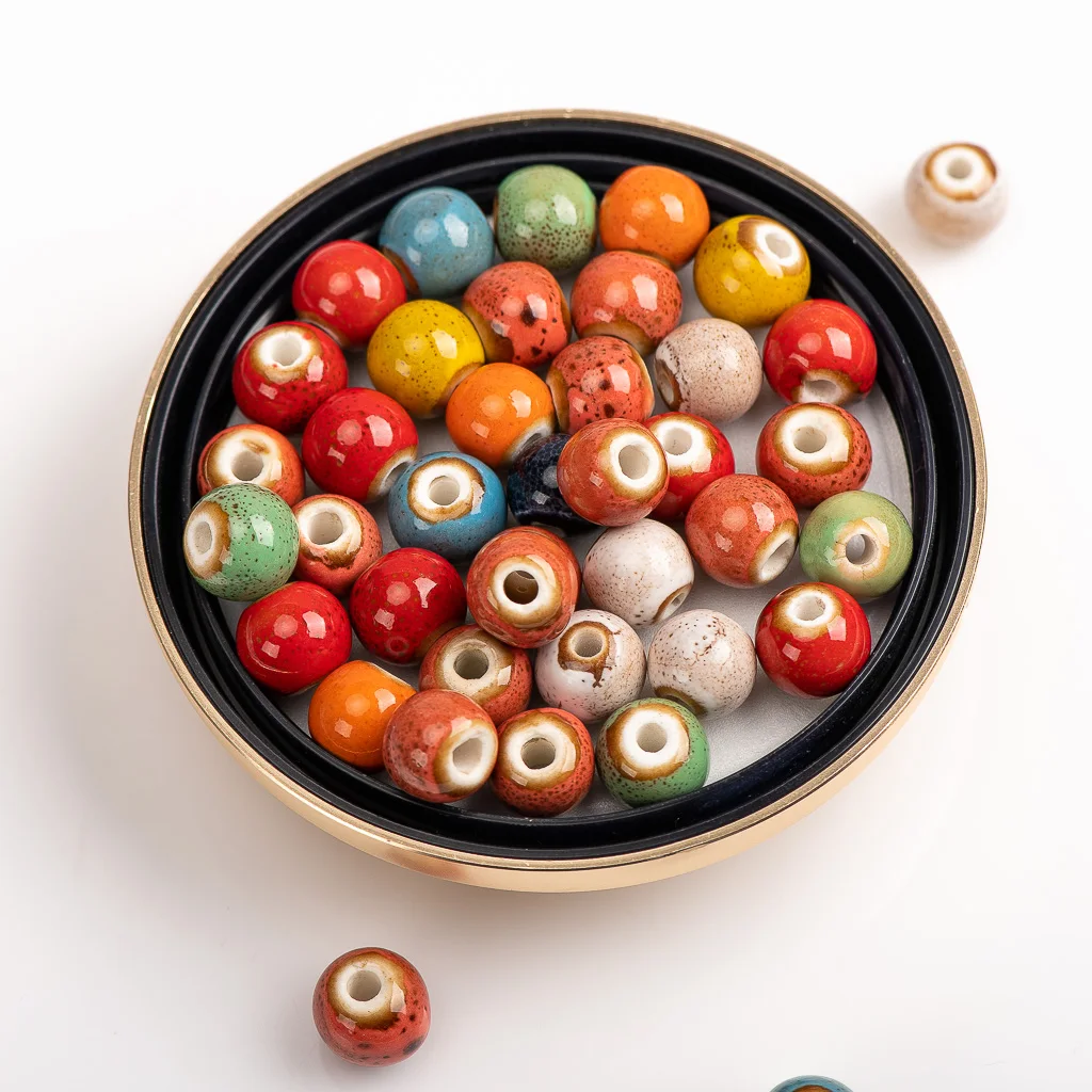 6-12# multcolor ceramic beads porcelain beads large hole flower beads beads handmade DIY accessories  wholesale 0A2#831