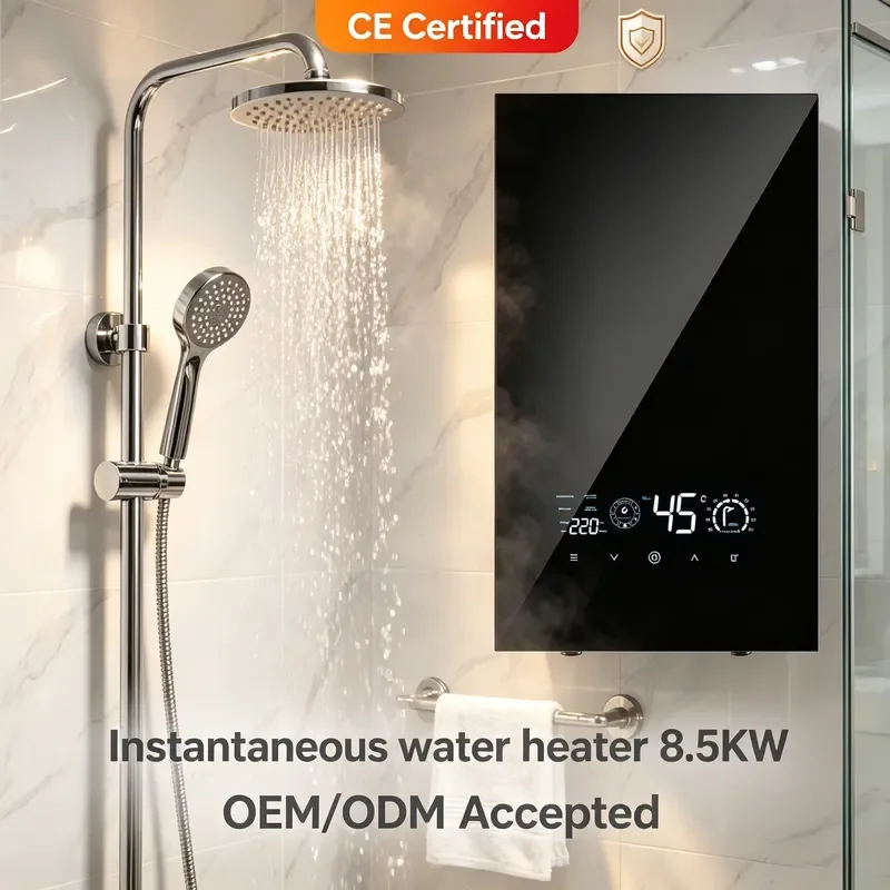 8kW-12kW Tankless Instant Electric Water Heater LED Display IPX4 Bathroom Shower Home Smart Geyser OEM Factory