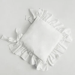 Ruffles Chair Cushion Cover,Flouncing Dinning Chair Pat Decor,Customizable Princess Frill Cotton  housse de coussin 40x40