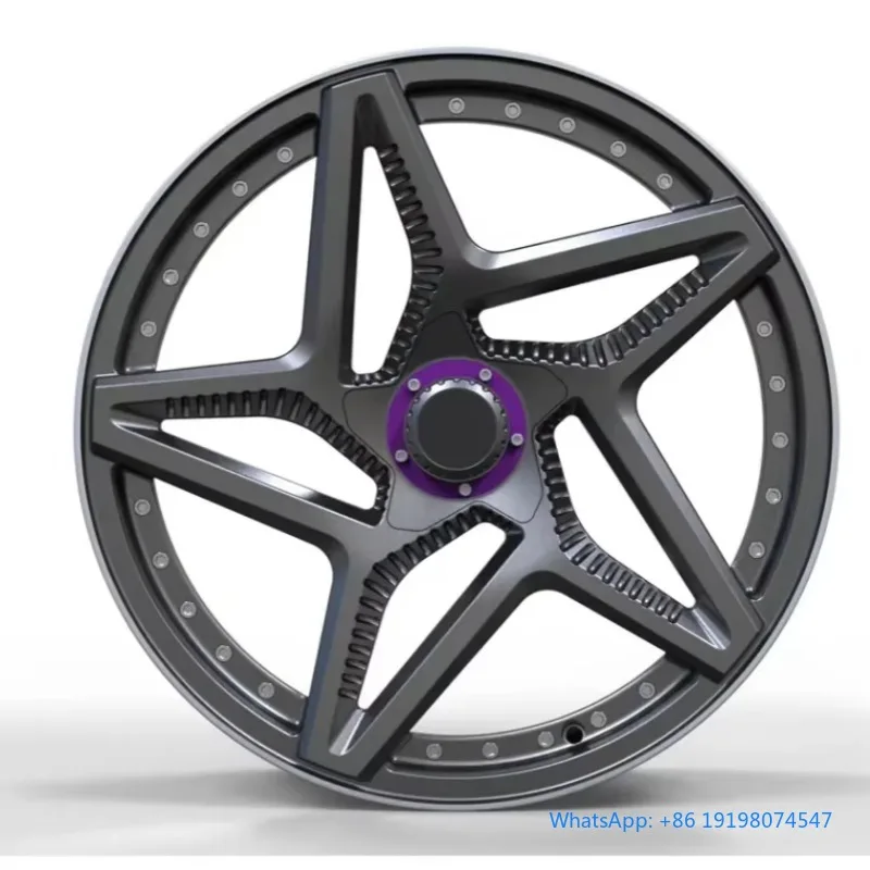 

New Style Two-piece Custom Forged Aluminum Alloy Passenger Car Wheel Hub Five-pointed Star Shape Custom Design