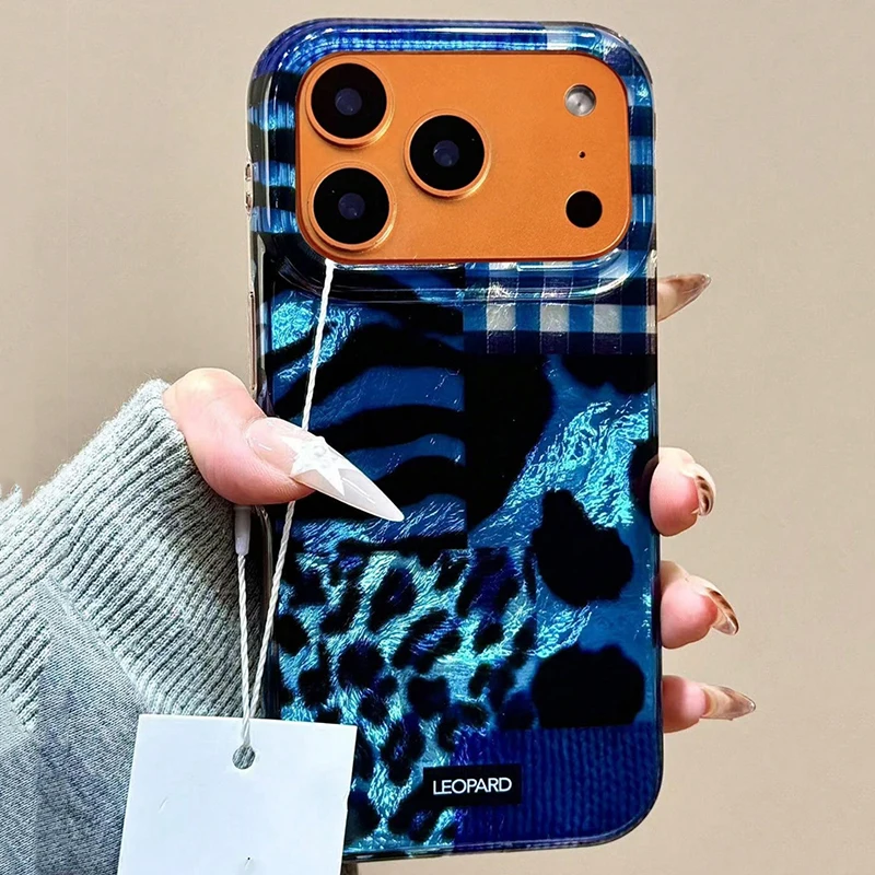 

Luxury Leopard Print Patchwork Wavy Eagle Claw Tiger Stripe Phone Case For iPhone 17 16 15 14 13 12 11 Pro Max 16 Plus Air Cover
