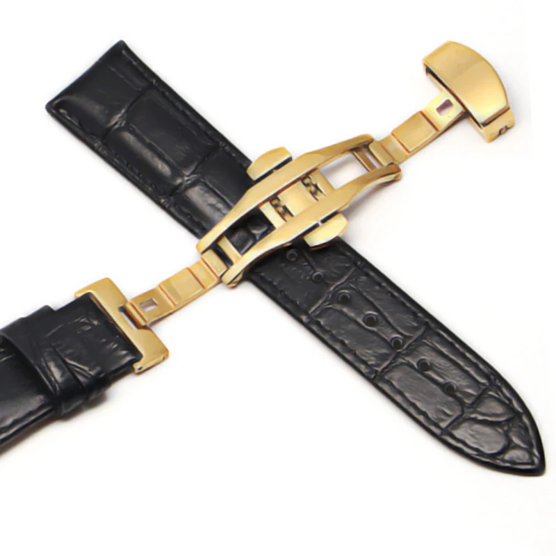 Genuine Leather Watchbands 18mm 20mm 20mm Watch Band Strap Steel Pin buckle High Quality Wrist Belt Bracelet + Butterfly buckle