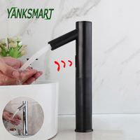 YANKSMART Matte Black Automatic Hand Touch Free Sensor Bathroom Sink Mixer Faucet Chrome Polished Basin Only Cold Water Tap