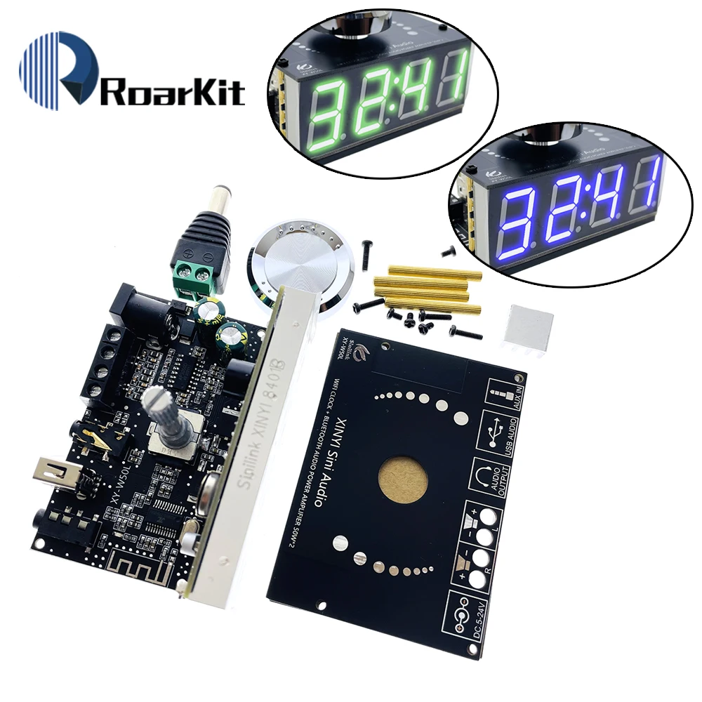 HIFI 50W*2 Stereo Bluetooth 5.0 Digital Power Amplifier Board Module With WIFI Timing Clock XY-W50L With Blue/Green Digital Tube