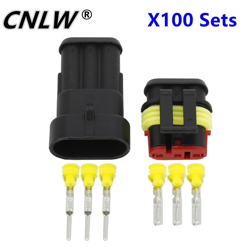 100 Sets 3 Pin 1.5 ConnectorsWaterproof Electrical Wire Connector DJ7031-1.5-11/21 Xenon lamp connector Automobile