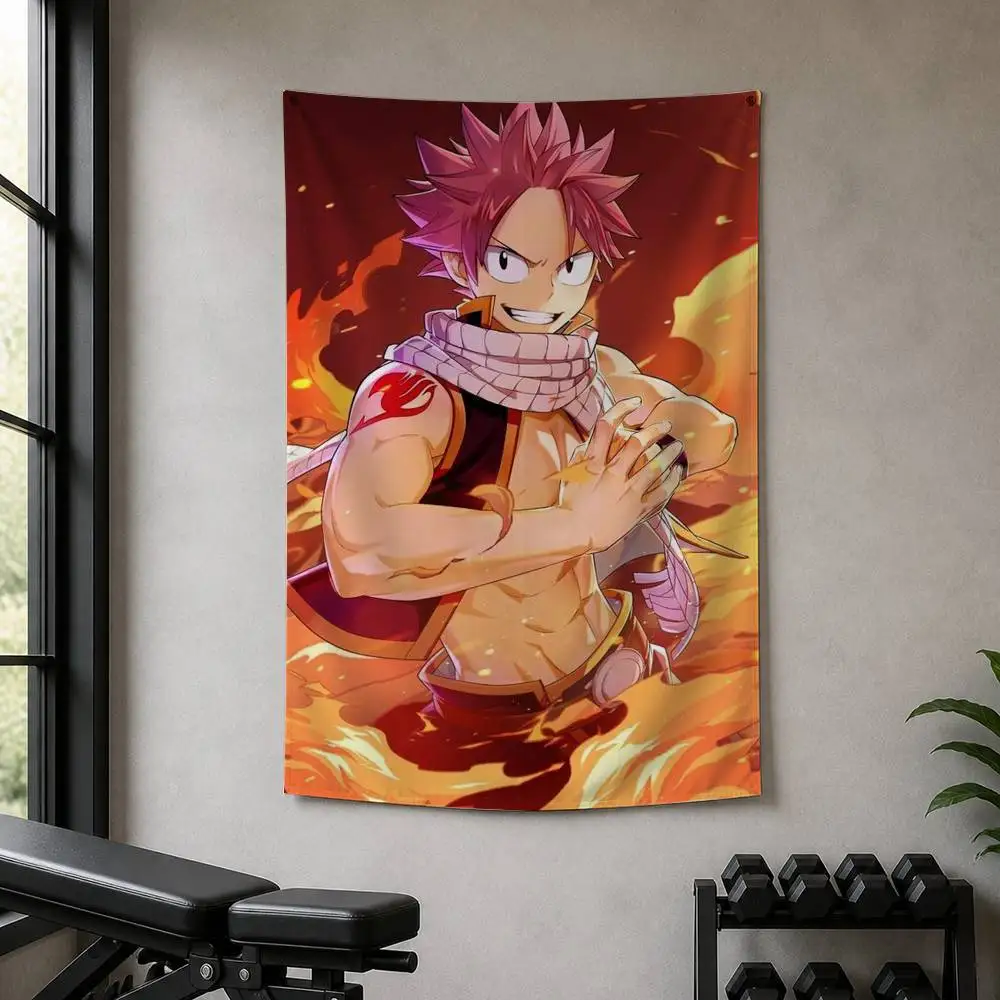 Fairy Tail Natsu Dragneel  Decorative Hanging Flag with Grommets for Garage Bedroom Dorm Wall Decor