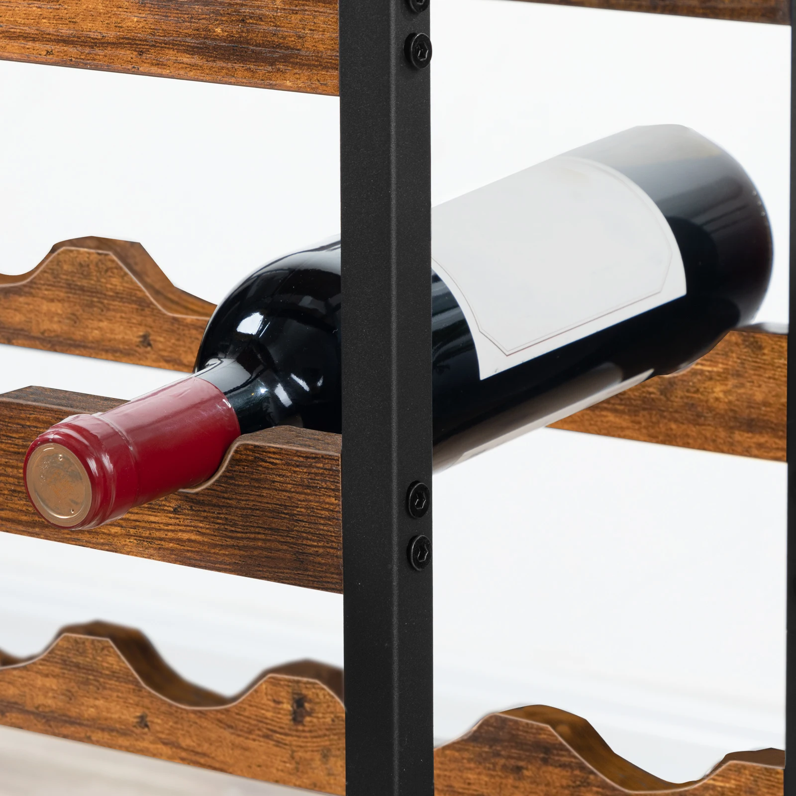 Portabottiglie per portabottiglie HOOBRO per 16 bottiglie di vino Portabottiglie autoportante con piano da tavolo e portabicchiere per bar da cucina