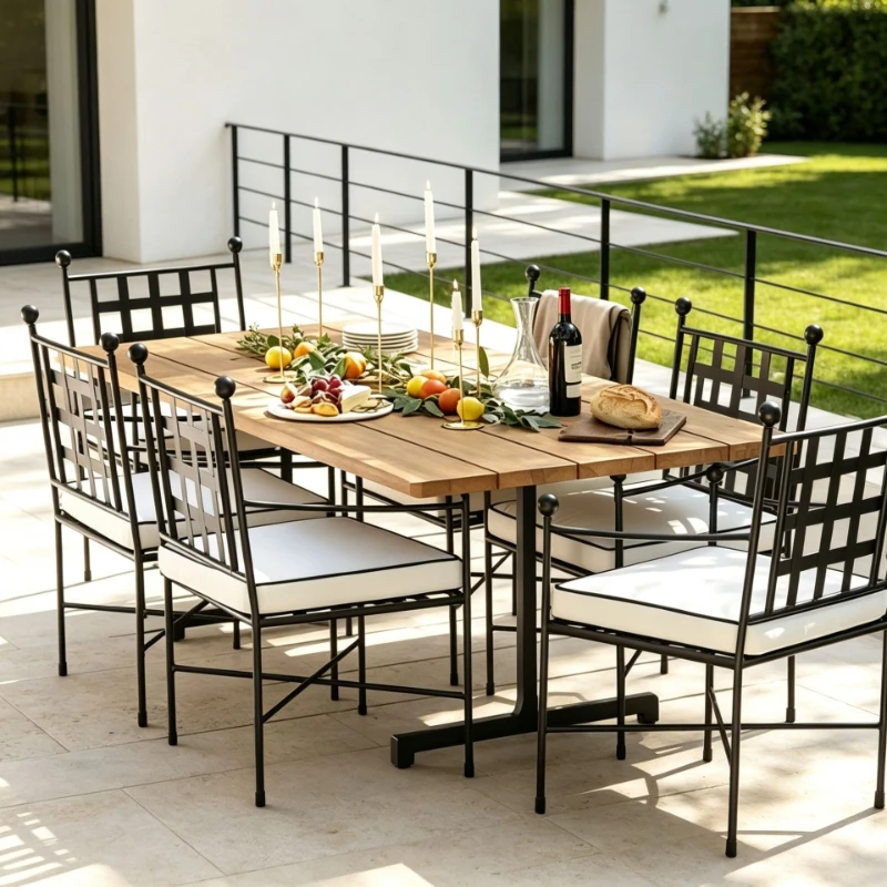 American outdoor wrought iron aluminum alloy sofa chair rust-proof frame villa garden roof terrace dining backrest dining chair