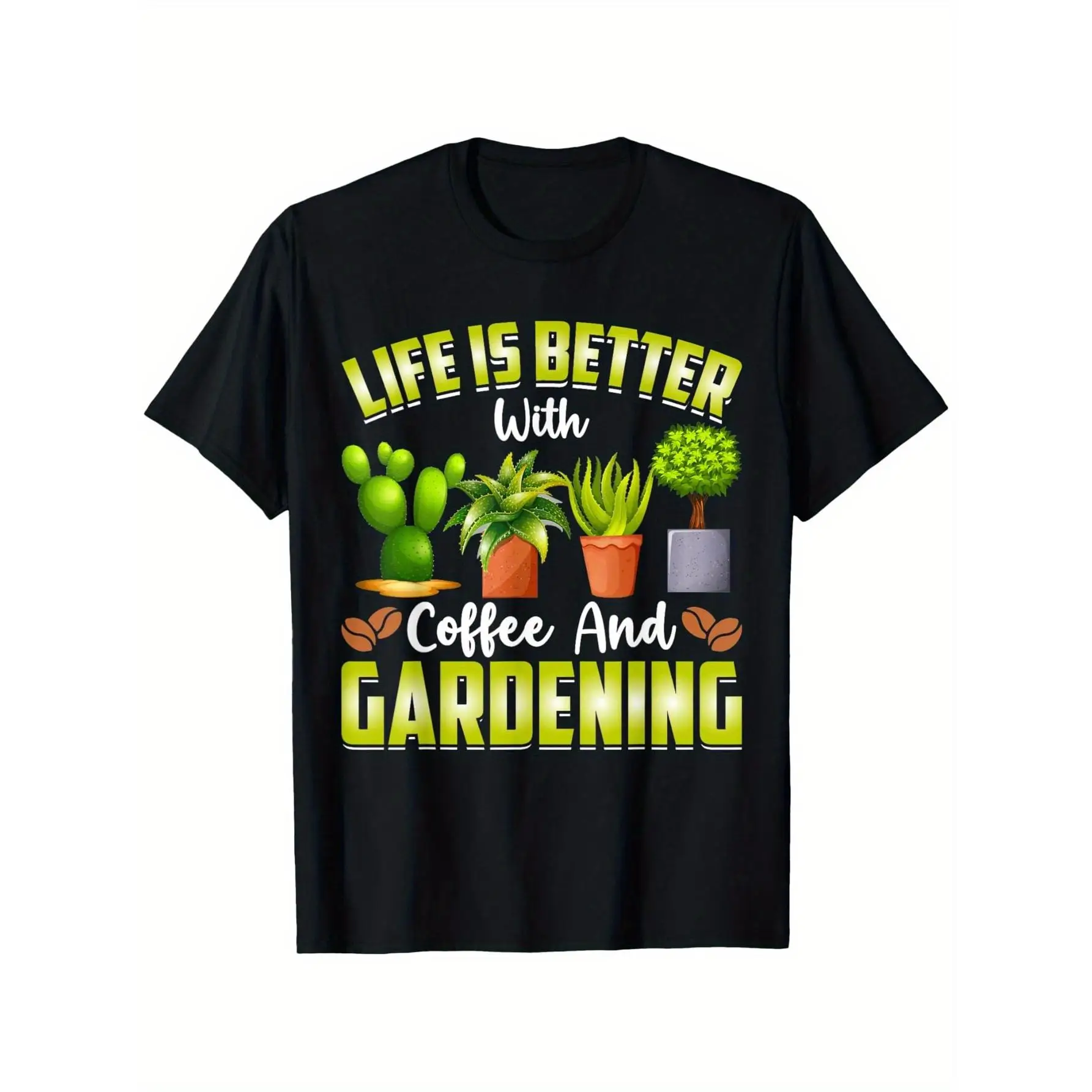 

Life is Better with Coffee and Gardening T-Shirt Unisex Graphic Tee S-3XL Casual Summer Streetwear 2025 New Arrival