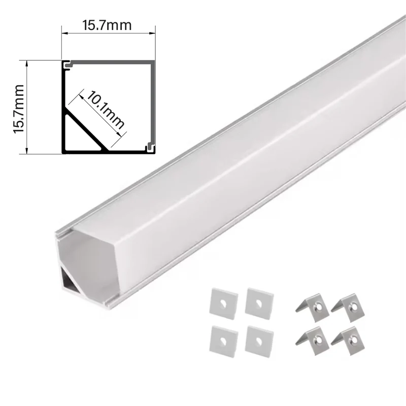 15.7x15.7mm Square 90 Degree Aluminum Profile For LED Strip Led Channel Extrusion Profile Hard Bar Strip Fixture Lighting