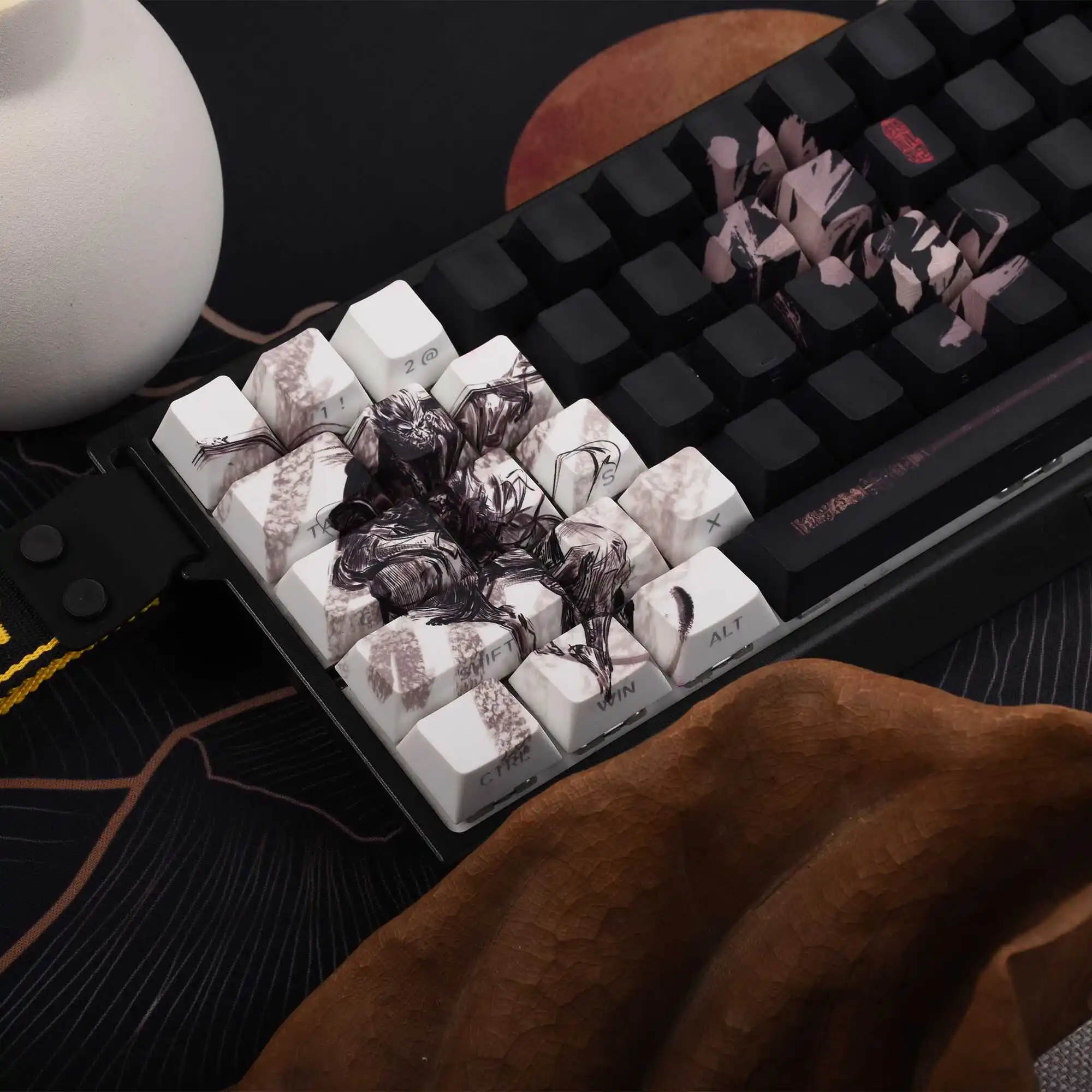 Womier-teclas negras Myth Wukong, accesorios de Teclado mecánico con grabado lateral PBT, personalizado, artesano