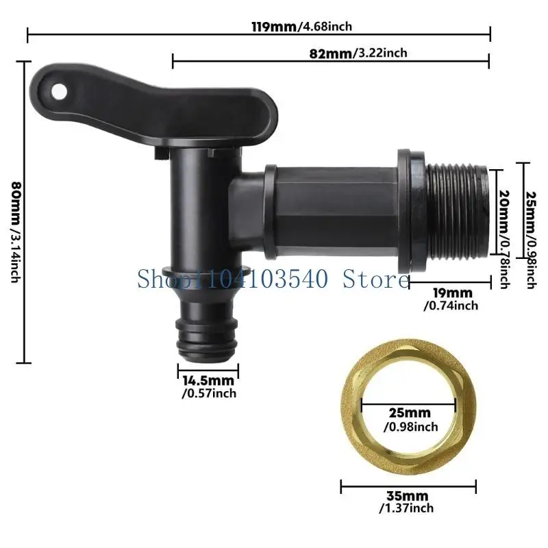 02DC 2Pcs Plastic Replacement Tap 3/4inch Tap Adapter With Brass Nut Enduring