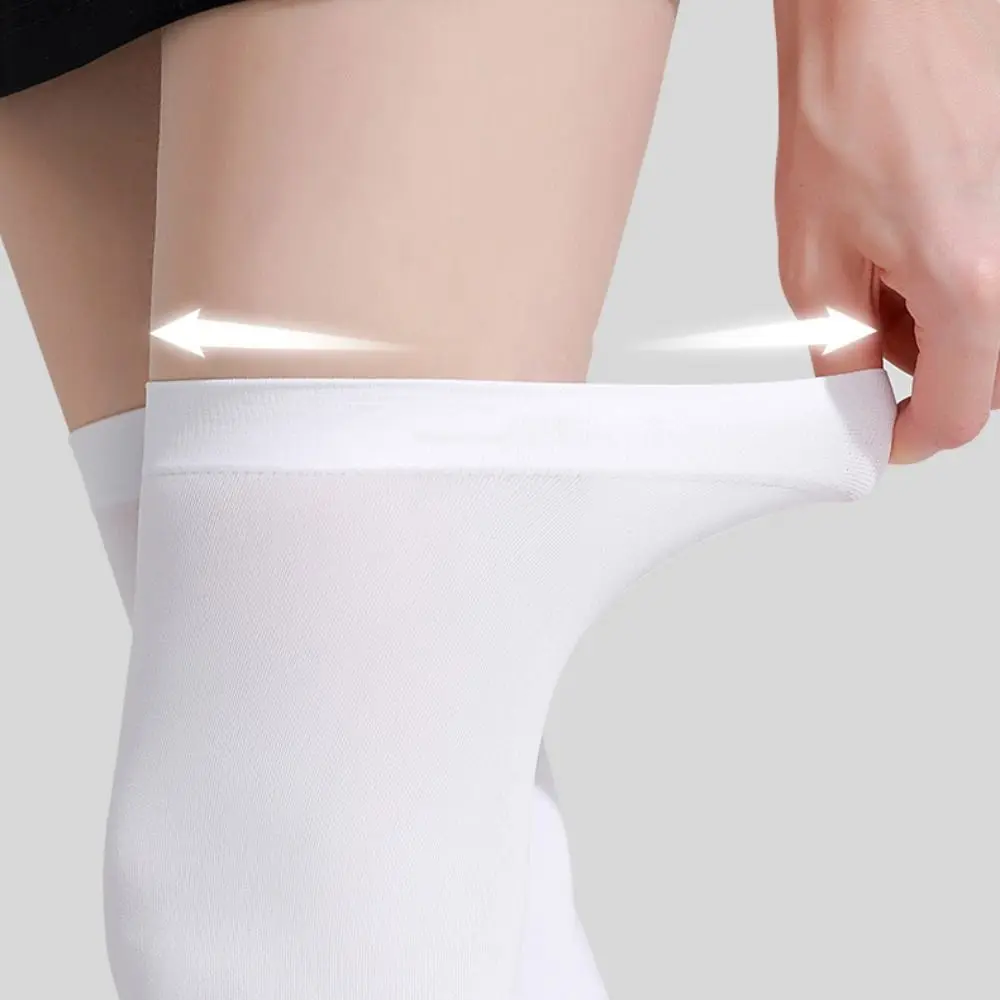 Ice injSunscreen-Chaussettes hautes noires et blanches pour le sport, le tennis, le golf, la pression, élastiques, respirantes, résistantes au soleil, la protection des jambes