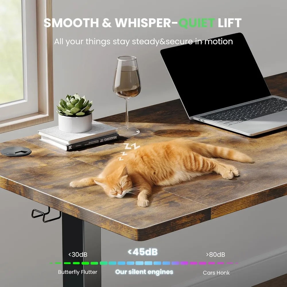 

Electric standing desk adjustable -48 x 24 inch sitting desk with cable management -3 adjustable height memory presets