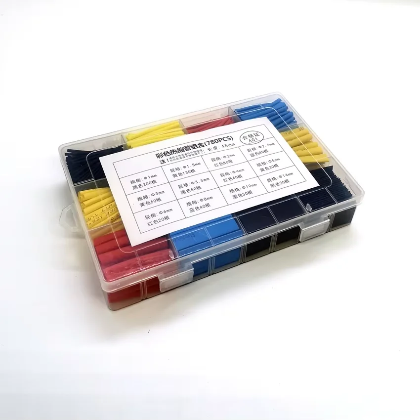 780pcs 12 Size Heatshrink Heat Shrink Tube Colorful Insulation Sleeves Wire Wrap Cable Kit 1mm~14mm with Box