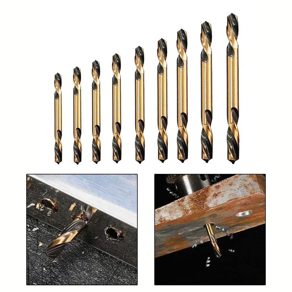 5pcs HSS Double-head Twists Auger Drill Bit Set Double Ended Drill Bits For Metal Stainless Steel Iron Wood Drilling Power Tool