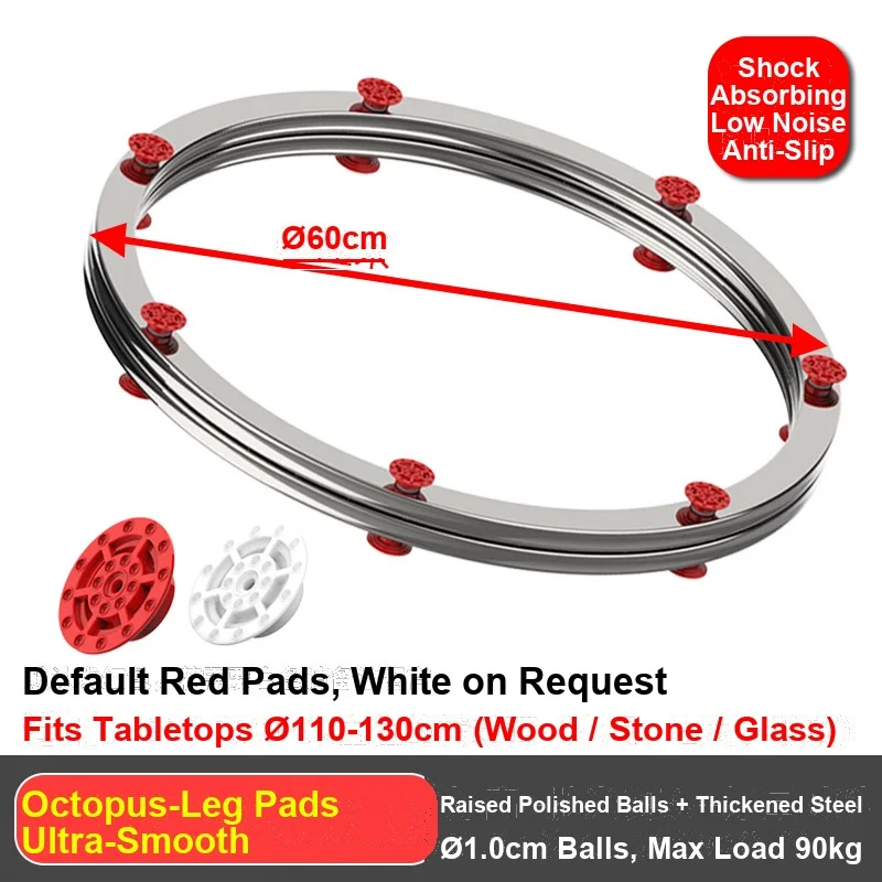 Stable Double Ring Structure Lazy Susan Turntable Bearing Base Rotating Stainless Steel Anti Slip for Glass Wood Marble Table