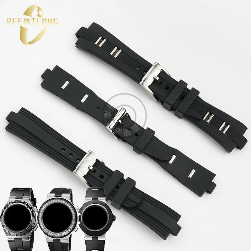 Silicone rubber watch strap High-quality 22*7mm 22*8mm 26*9mm Convex joint black men's watchband Watch chain For Diagono