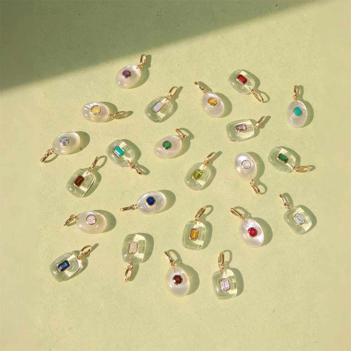 ديسمبر عيد ميلاد الحجر قلادة DIY مربع قلادة نازف النفط مع زركونيا الذهب تصفيح اللون الحفاظ على #3