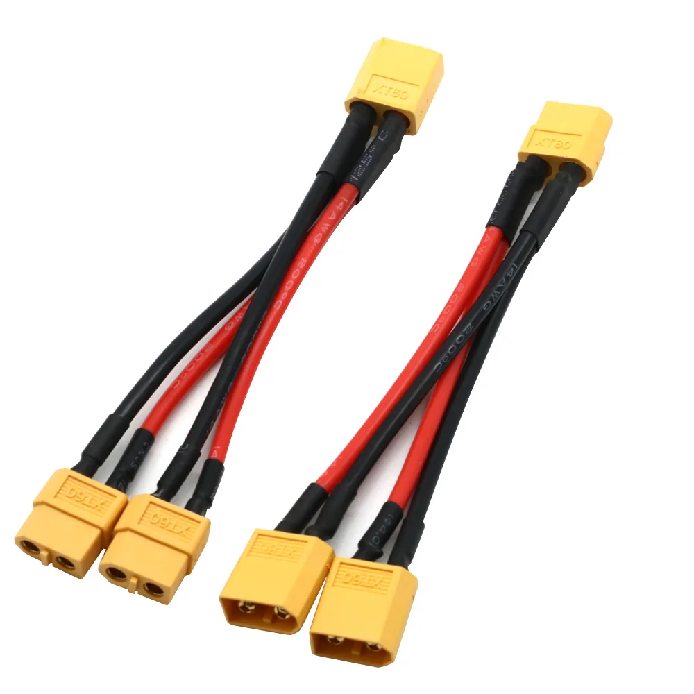 Conector de batería paralelo XT60, Cable macho/hembra de doble extensión Y divisor, Cable de silicona de 14AWG de 3 vías para Motor de batería RC