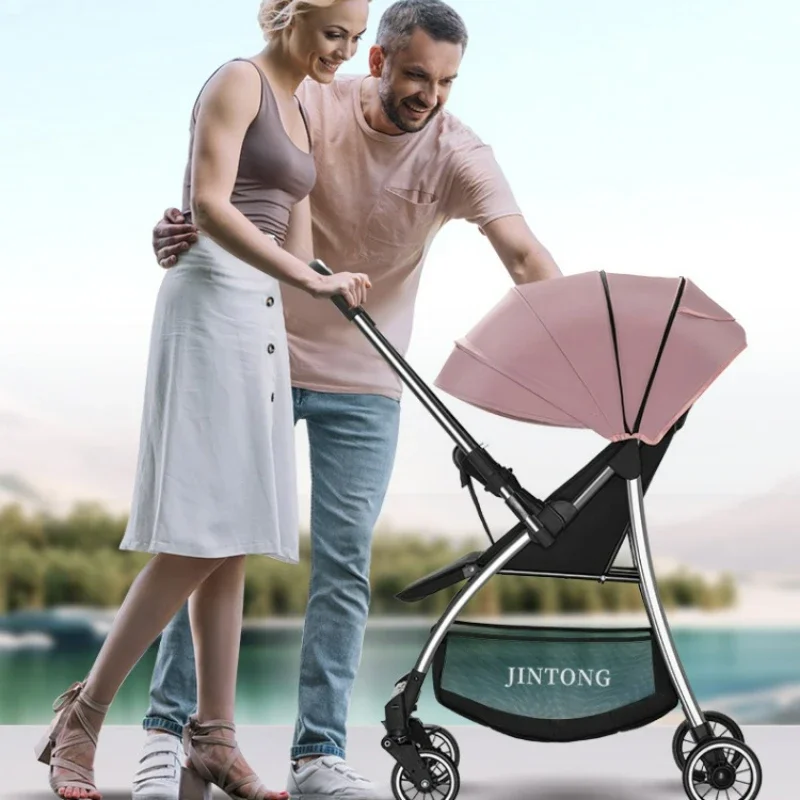 Aluminum Alloy Frame Bidirectional Baby Buggy Newborn High Landscape Stroller Can Sit and Lie Down Portable Folding Baby Car