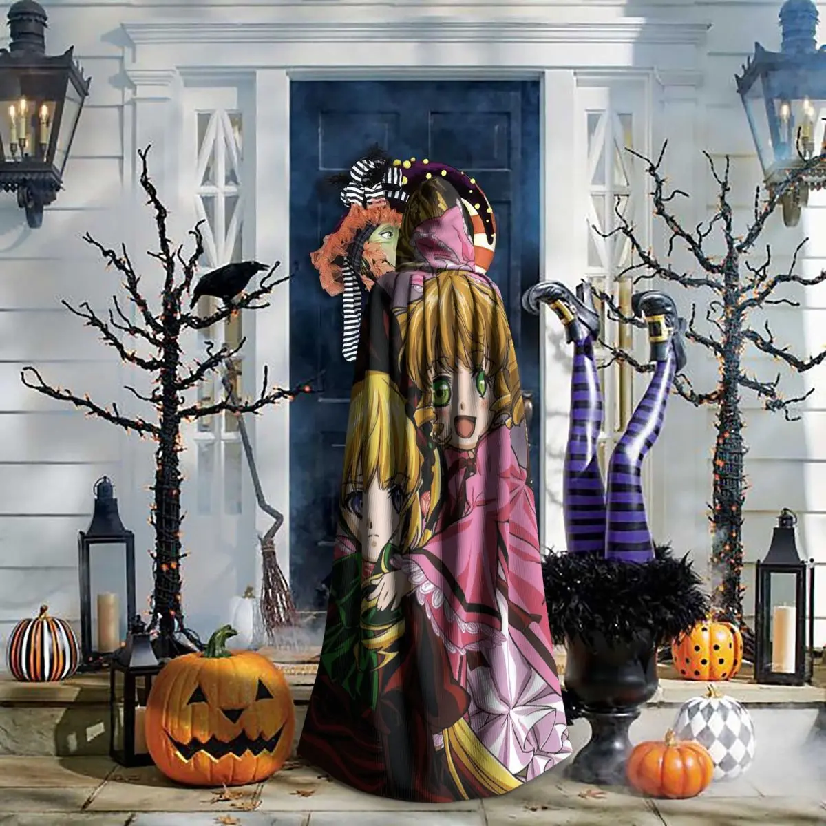 

Romantic Anime Rozen Maiden Wantage Long Hooded Cloak Witch Medieval Costume Cosplay Cape HalloweenParty Adult Unisex