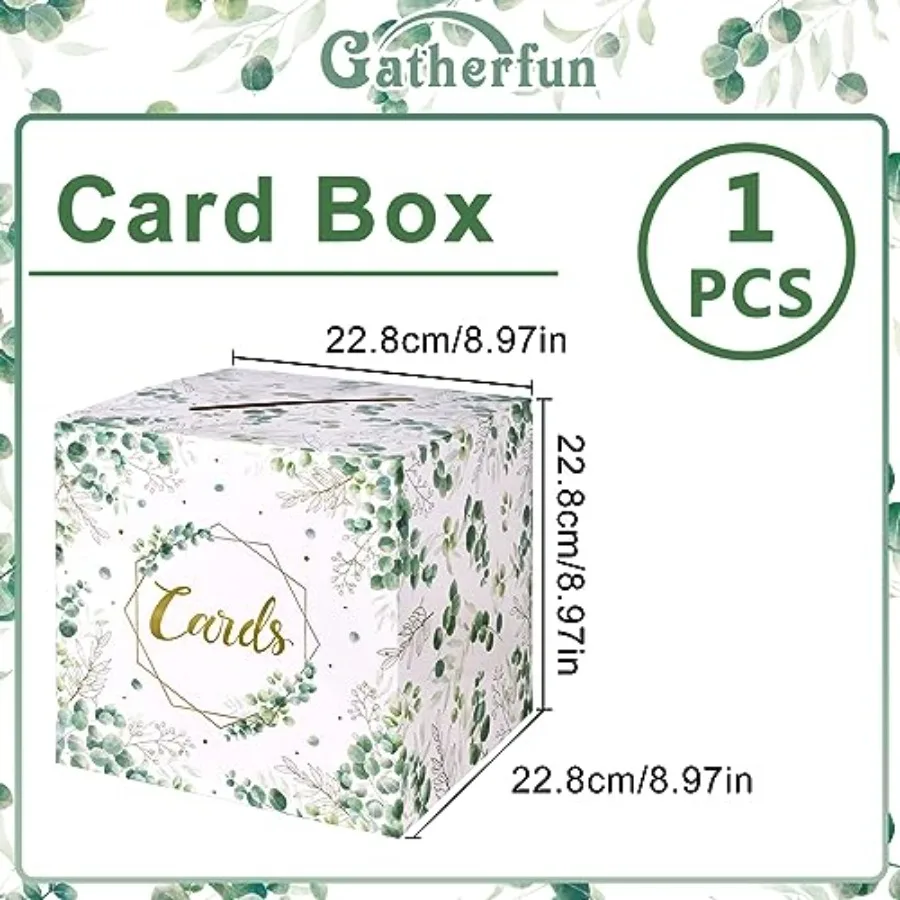 Sage Greenery Bridal Shower Card Box and Baptism Envelope Box for Wedding Gift Baby or Bridal Shower Party Favors Decorations