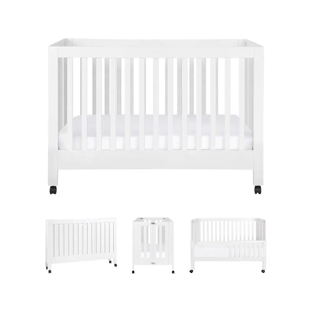 

Full-Size 2-in-1 Portable Folding Crib with Toddler Bed Conversion Kit, White, Greenguard Gold Certified