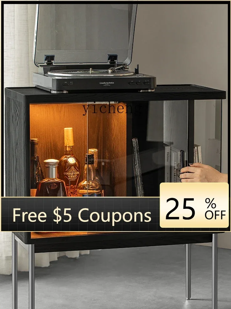 ABB Gramophone Record Cabinet Storage Rack Solid Wood Magazine Living Room Sofa TV Side Cabinet