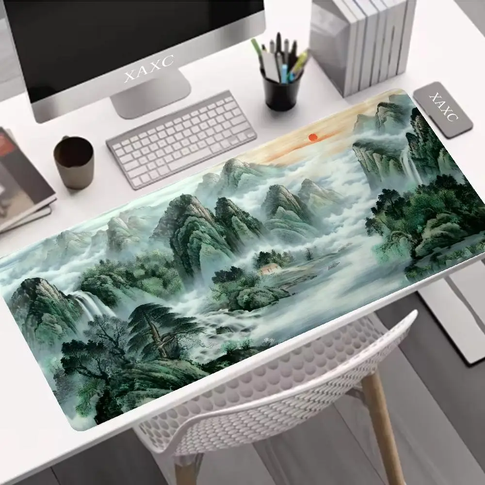 Oriental Landscape Ink Painting Mouse Pad • Elegant Chinese Style Desktop Pad, Non-Slip Mouse Pad  XAXC