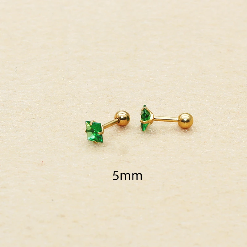 Grüne Edelstahl-Ohrstecker für Damen, Zirkon-Ohrreifen, Tragus-, Helix- und Ohrläppchen-Schmuck – Detail 5