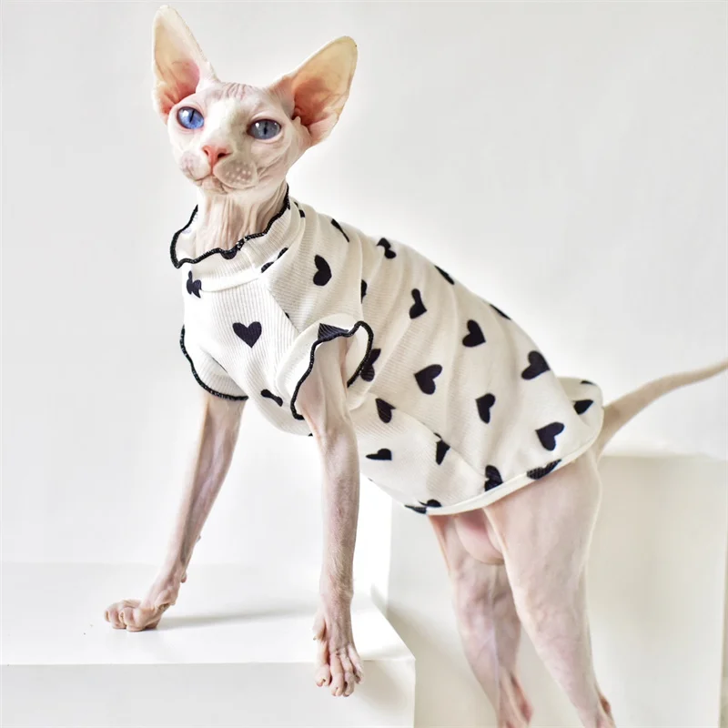 Kawaii Cat Puppy Vest 100% Cotton Pet Undershirts for Small Dogs Cats Sphynx Pomeranian Clothes Soft Kitten Pullovers ropa gato