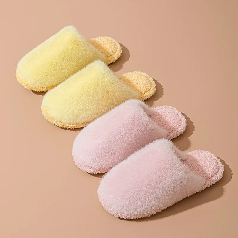 Women Slippers 2024 Autumn/winter Cotton Plush Flat Bottomed Shoes Comfort Warm Lightweight Home Cotton Slippers Chanclas Mujer