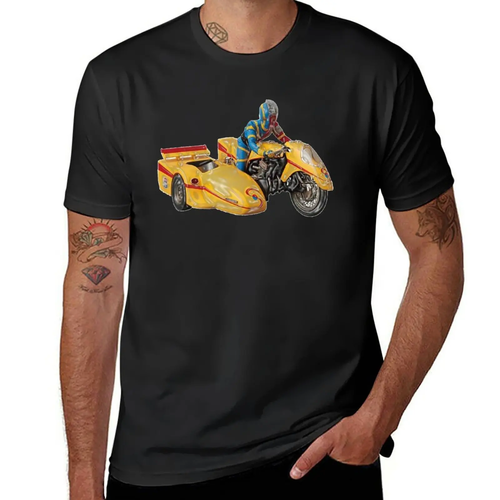 Kikaida-hippie motocicleta t-shirt para homens, roupas hippie, com animal print, para meninos, camisa treino