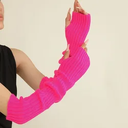 New Knitted Fingerless Gloves Lolita Style Long Arm Sleeve Soft Gothic Mittens