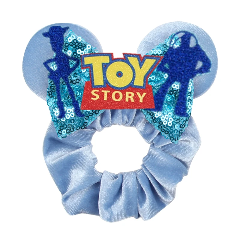 New Disney Toy Store Mouse Ears Scrunchies Hairband Women Elastic Ponytail Holder Girls Bow Party Cartoon Mickey Hair Accessorie