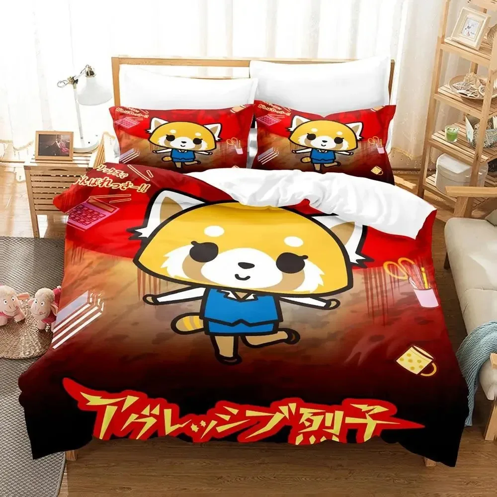 

3D Print Anime Aggretsuko Bedding Set Duvet Cover Bed Set Quilt Cover Pillowcase Comforter king Queen Size Boys Adult Bedding