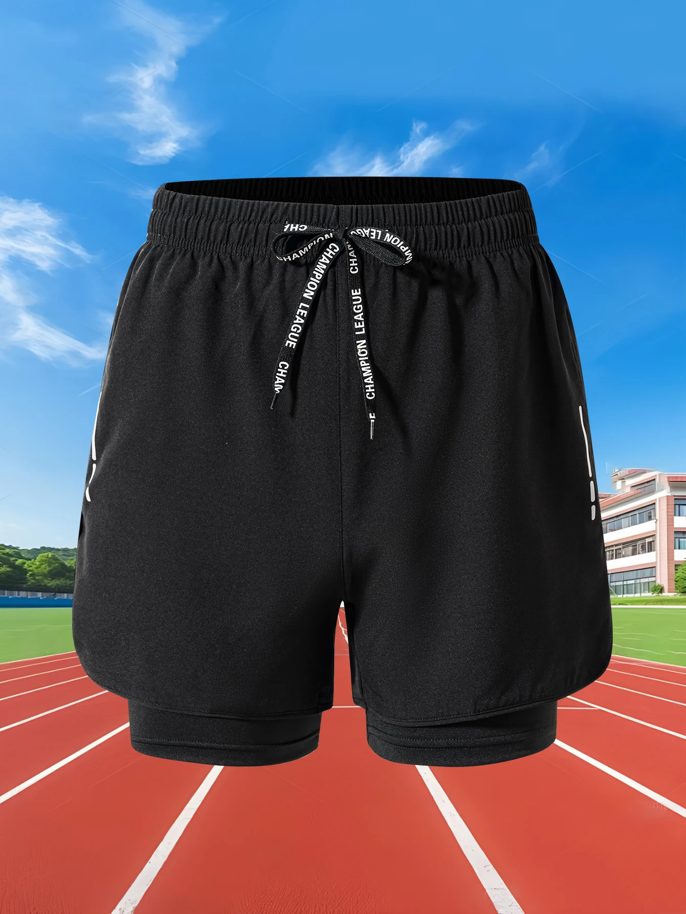 Sommer Herren Laufshorts Fitness Gym Training 2-in-1 Sportshorts Schnelltrocknende Workout-Jogging-Shorts mit Doppelschicht – Detail 4