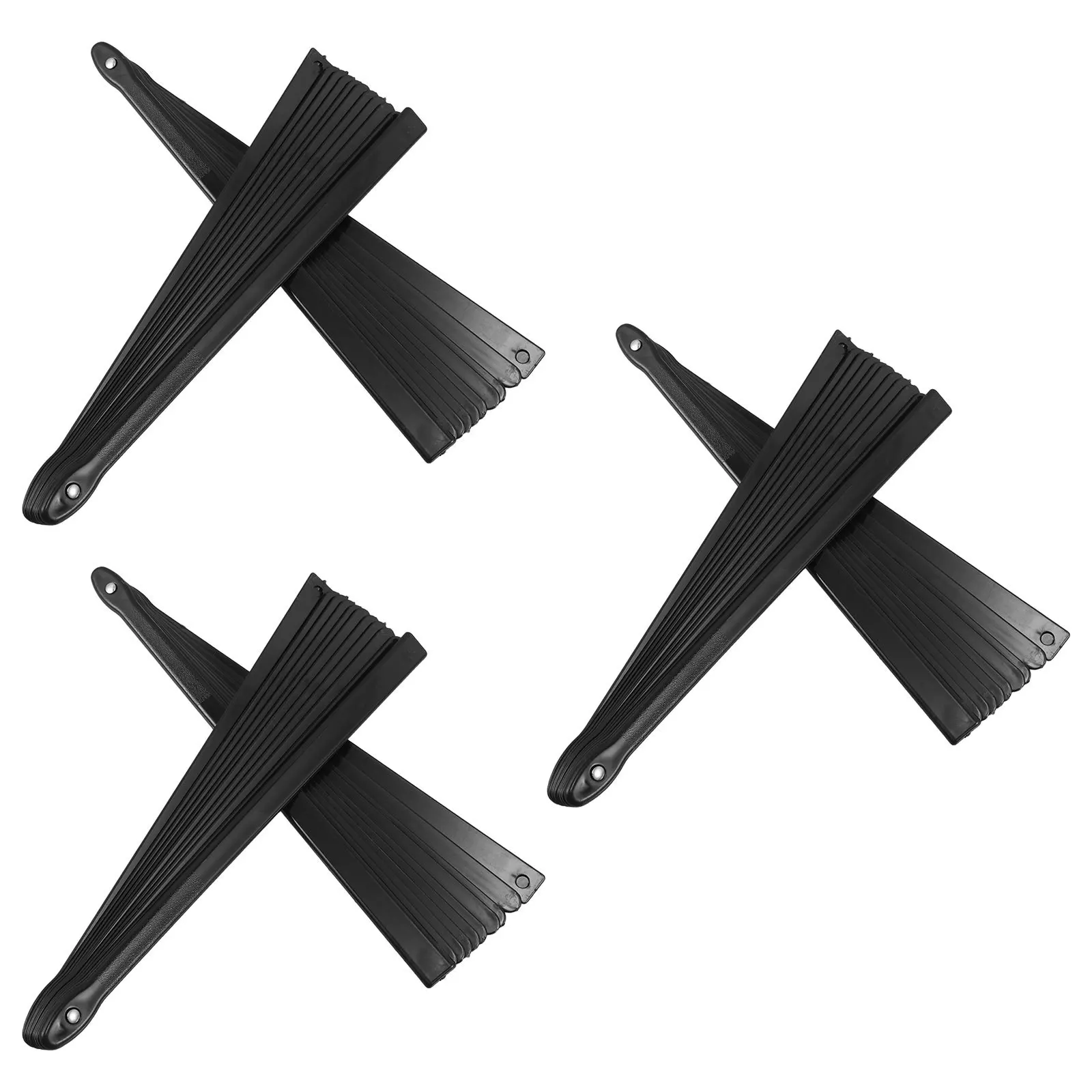 

6Pcs Folding Fan Frame Black Plastic Foldable Ancient Style DIY Fans for Martial Arts Tai Chi Kung Fu Performance