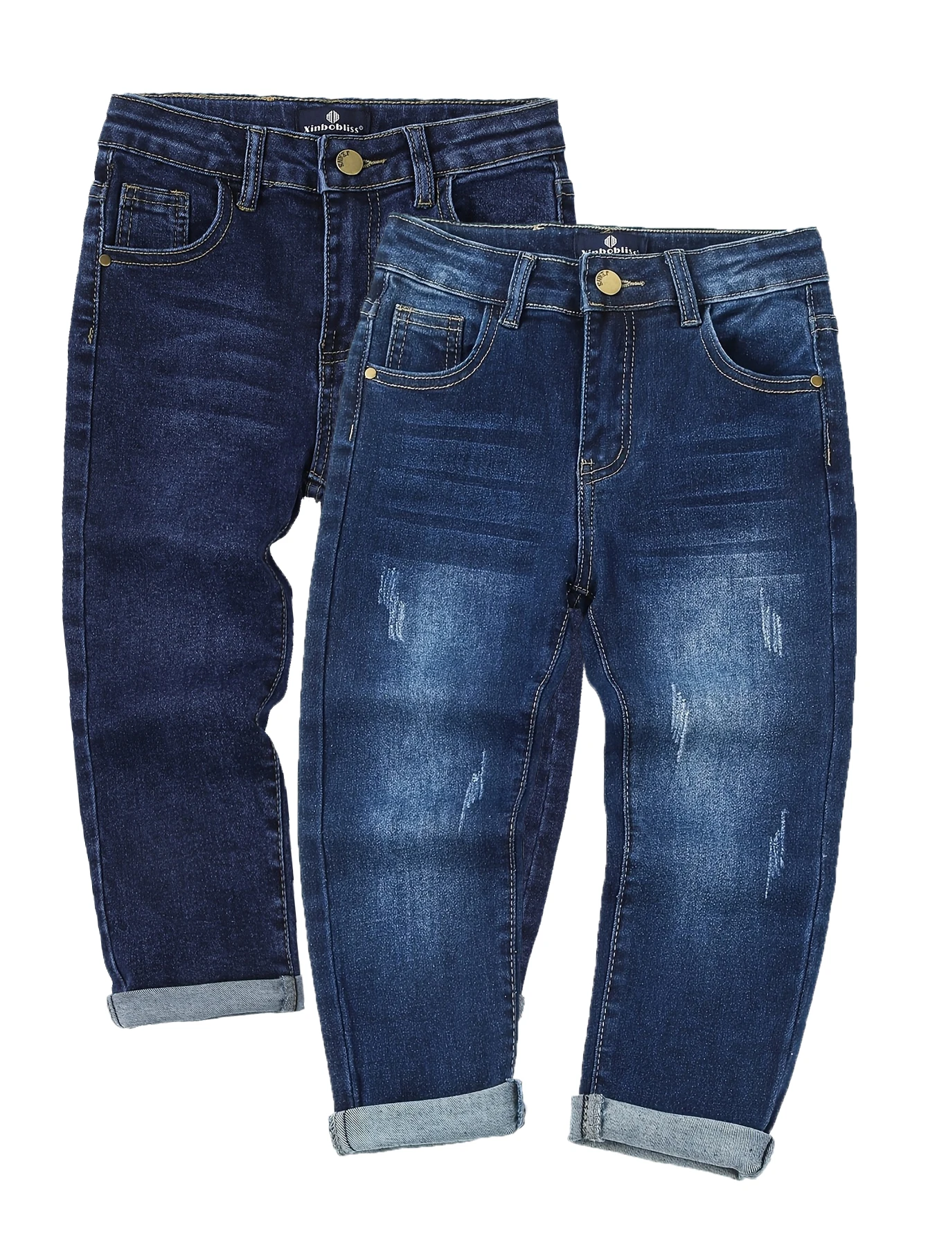 

[Casual Jeans] Boys' Stretchy Denim Pants, Kid Solid Color Jeans Perfect for Spring & Fall