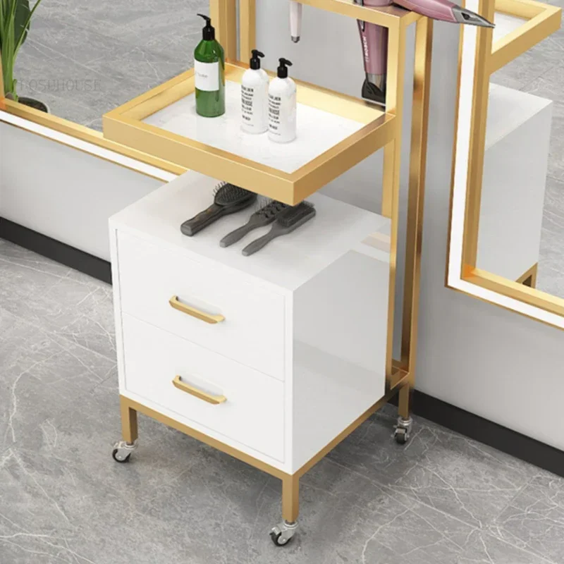 Light Luxury Salon Trolleys Hairdressing Shop Tool Cabinet Hair Salon Special Shelf Barber Shop Moving Trolley Tool Trolley