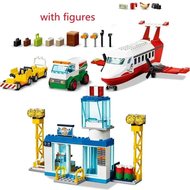 322pcs City Series Assembled Bricks DIY Center Airport Building Block Comparible 60261 Toys for Kids Christmas Birthday Gifts