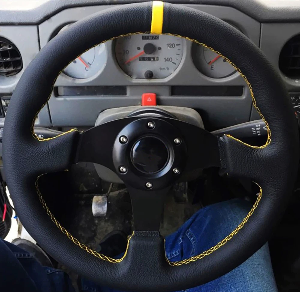 14 นิ้ว Universal การปรับเปลี่ยน JDM พวงมาลัยสําหรับ Honda VW Golf Drift หนังกีฬาพวงมาลัย Volante