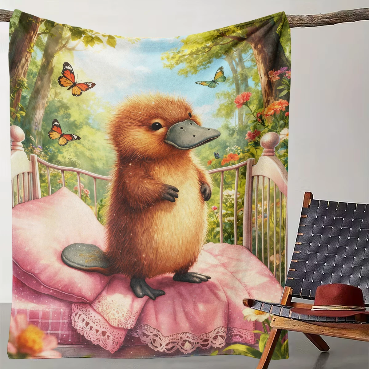 

1 Piece of Fairy Tale Forest Cute Platypus Healing Dreamland Blanket Suitable for Sofa Bed Travel and Office