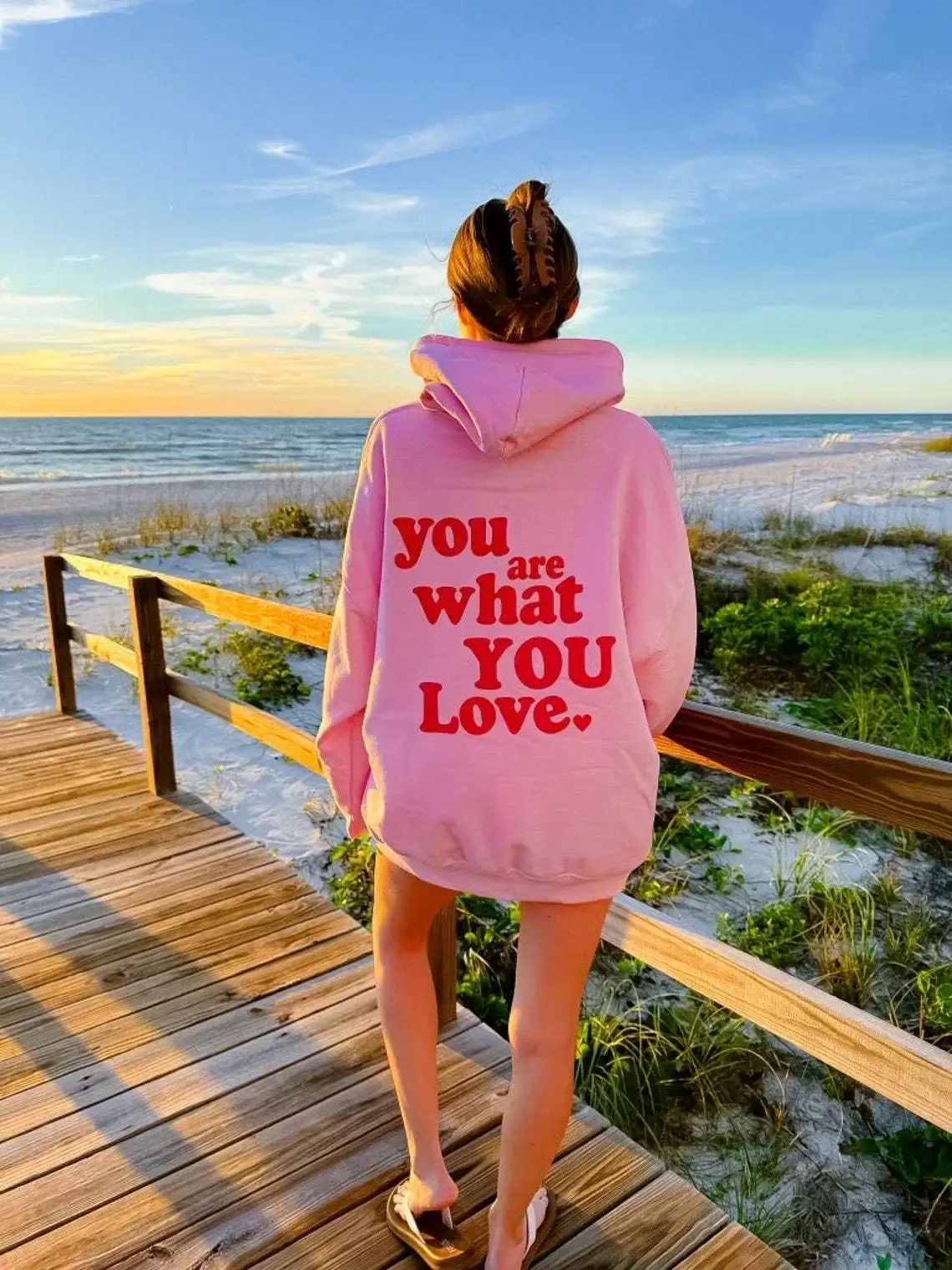 Winter Velvet Hoodie Wish You Were Here Letter Printed Casual Hoodie Pocket