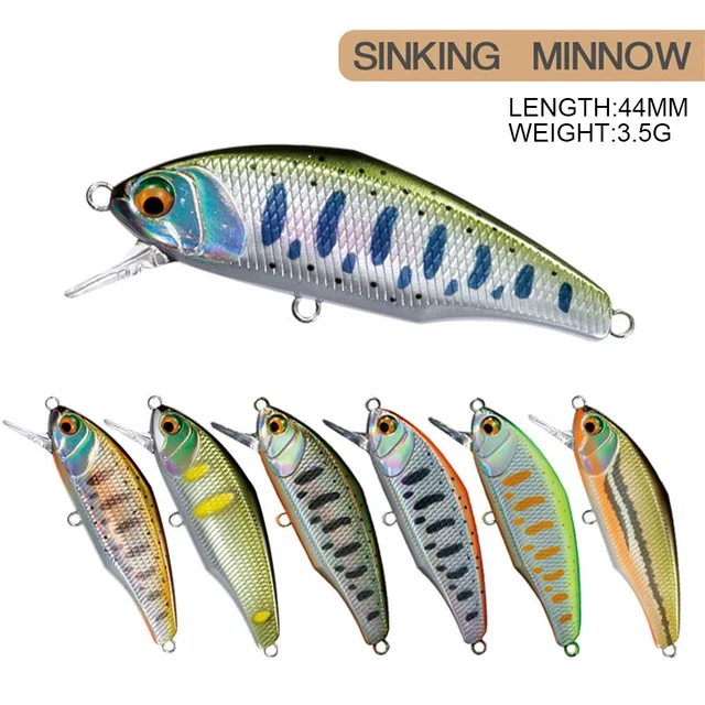 Nowy 44mm 3.5g smith Tonący Minnow Woblery Przynęty Wędkarskie Pstrąg Sztuczny plastik Twarda Przynęta Jerkbaits Peche Bass Carp Fishing